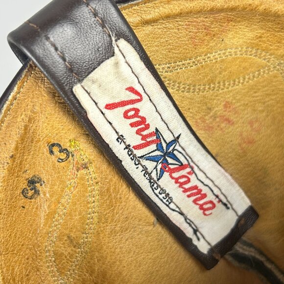 Tony Lama Stockman Western Cowboy Boots Mens 8 Extra Wide Brown Pull On - Picture 8 of 9